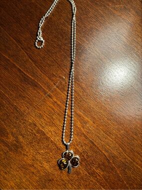 Sterling silver 925 and Amber clover necklace made in Ireland